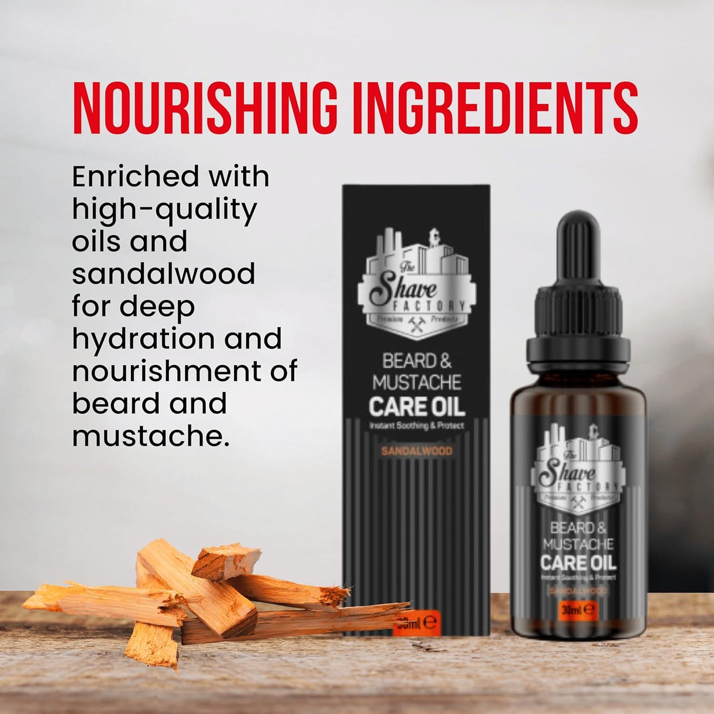 The Shave Factory Beard & Moustache Care Oil Sandalwood 30ml