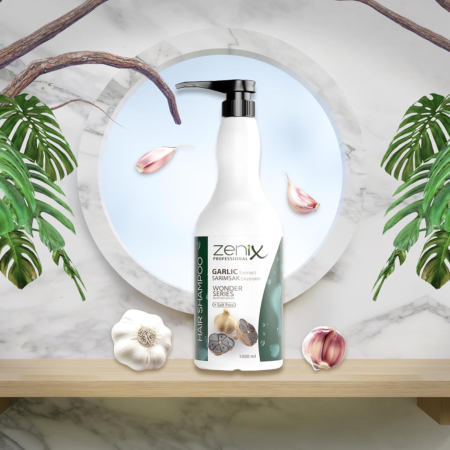 Zenix Black Garlic Extract Shampoo 1000ml | Strengthening & Salt Free