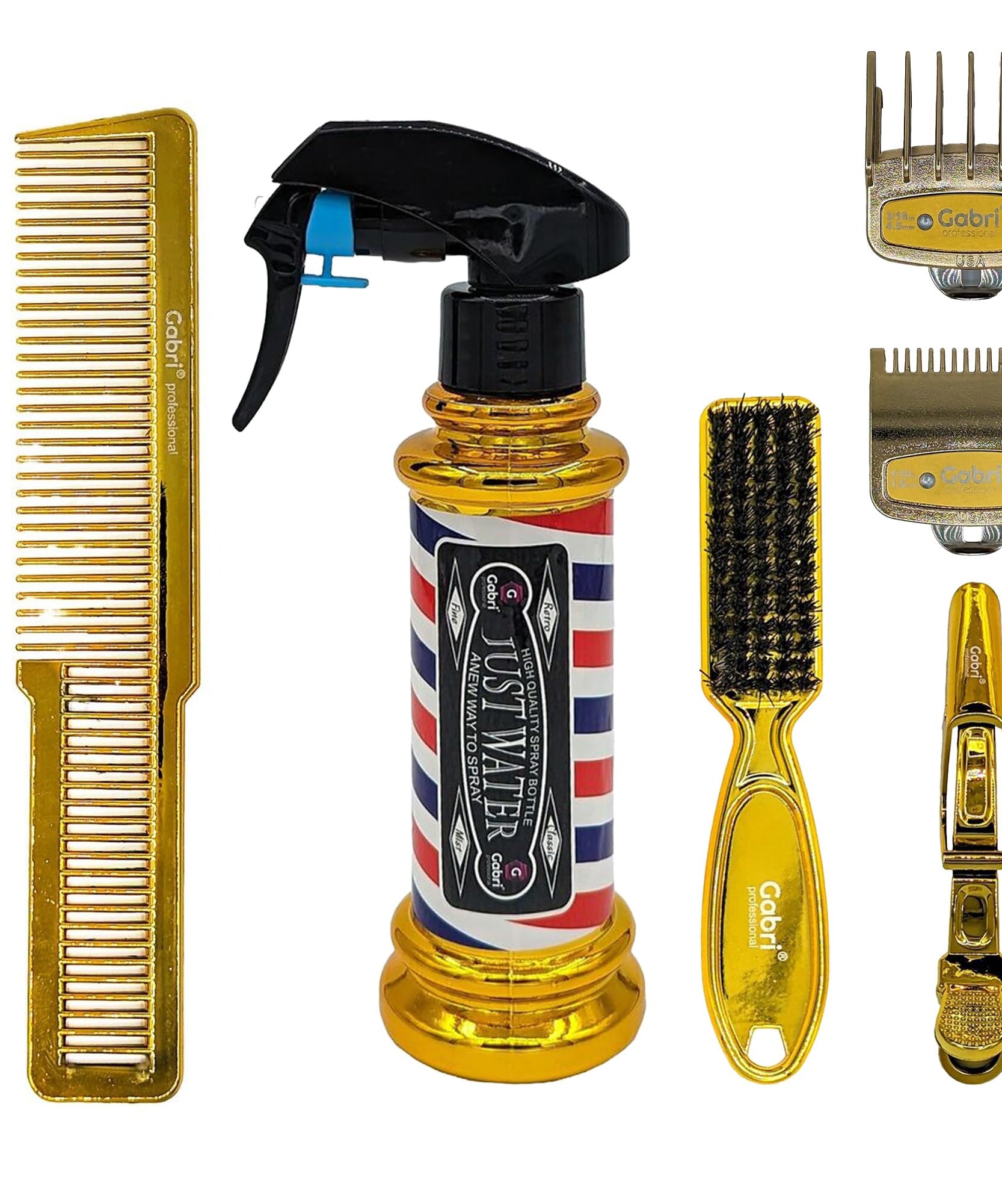 Gabri Flat Hair Comb Top Comb Barber Styling Hair Cutting Durable Detangler - Professional Hairdressing Tools, Anti Static Heat Resistant, Strong & Durable (Gold Metal 21 cm, Metal)