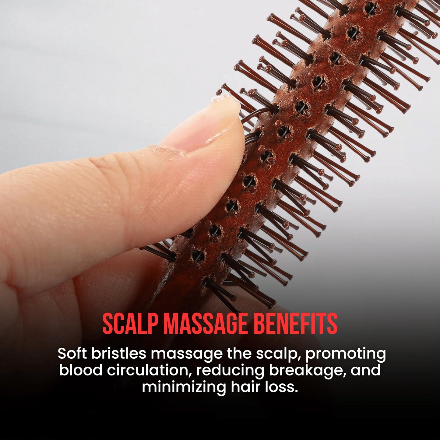 Wooden Round Brush Model-19 Brown Static Free