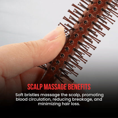 Wooden Round Brush Model-19 Brown Static Free