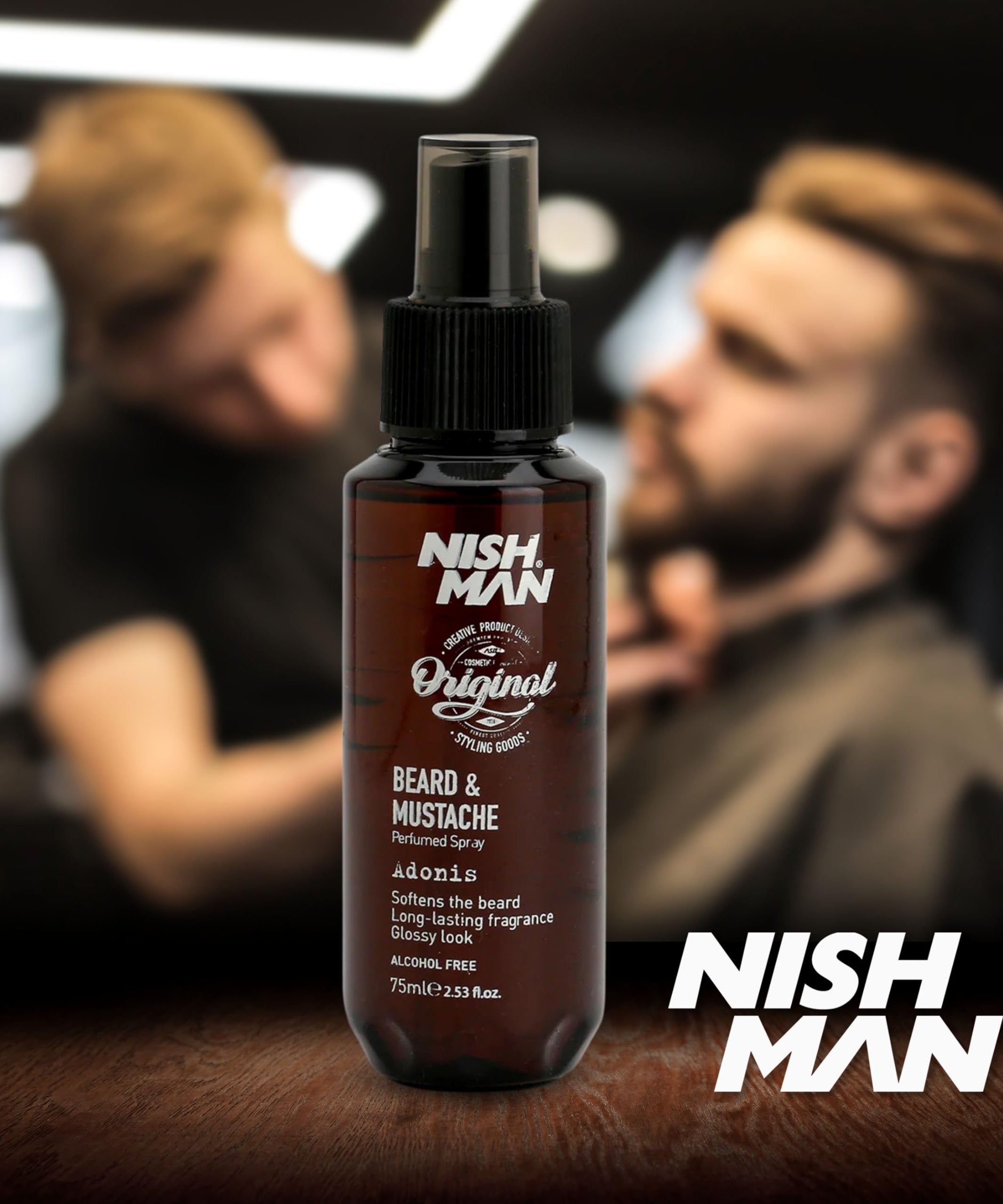 NISHMAN Beard & Moustache Perfume - Adonis 75ml - Refreshing, Long-Lasting Scent for Beard Care - Ideal Beard Perfume for Daily Beard and Mustache Grooming