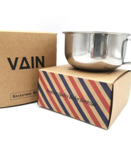 Vain - Shaving Bowl Stainless Steel Cream Soap Bowl Shaving Mug - with Handle