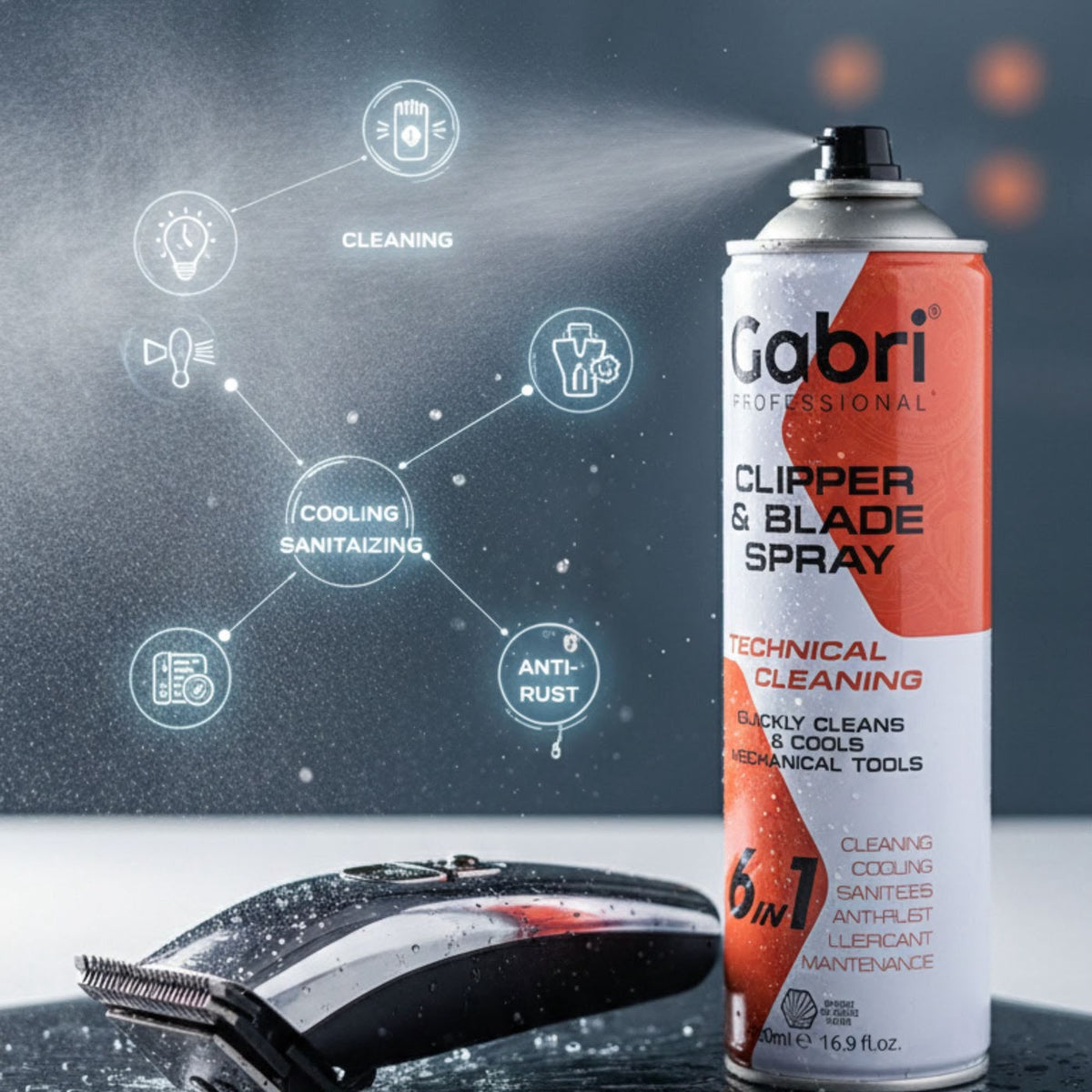 Gabri Clippercide Spray for Hair Clippers 6-in-1 Formula